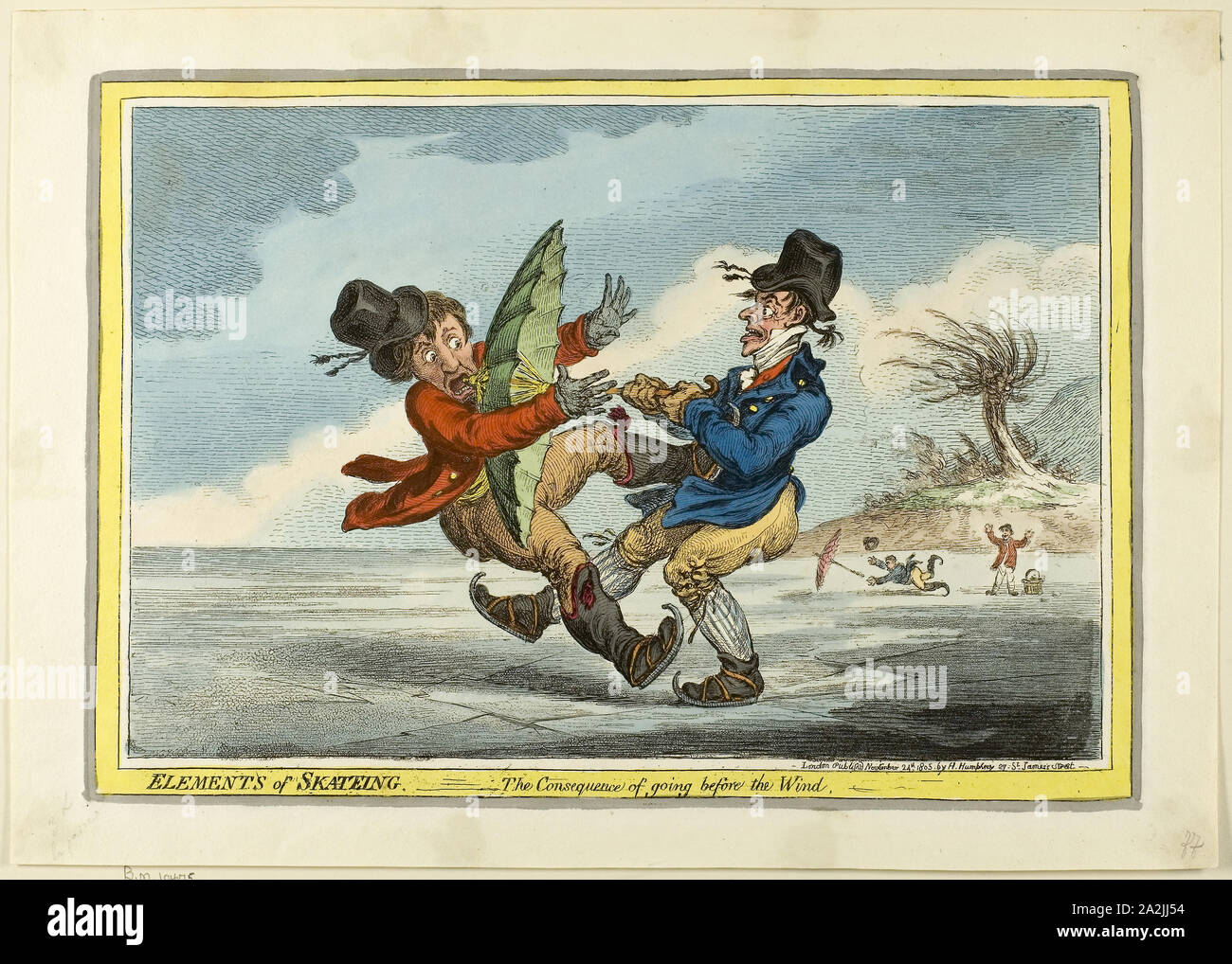 The Elements Of Skating The Consequence Of Going Before The Wind 1805 James Gillray English 1756 1815 Published By Hannah Humphrey English 1745 1818 England Etching And Aquatint In Black With Hand Colored Additions On