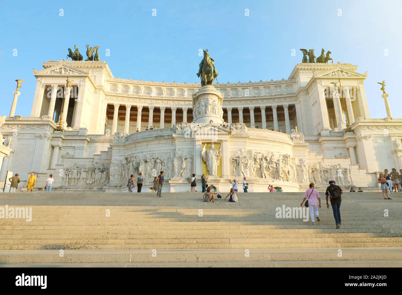 ROME, ITALY - SEPTEMBER 16, 2019: Sunset view of the Altar of the Fatherland (Altare della Patria) in Rome, Italy. Stock Photo