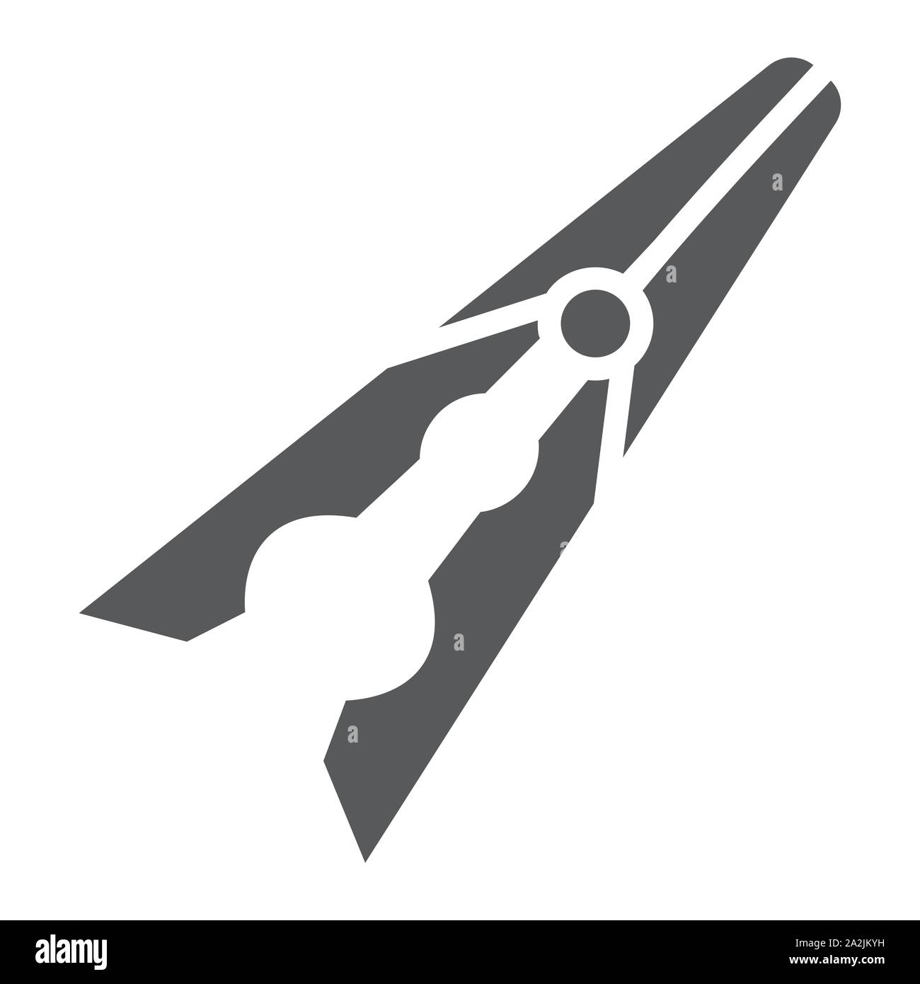 Clothespin glyph icon, laundry and clamp, clothes pin sign, vector