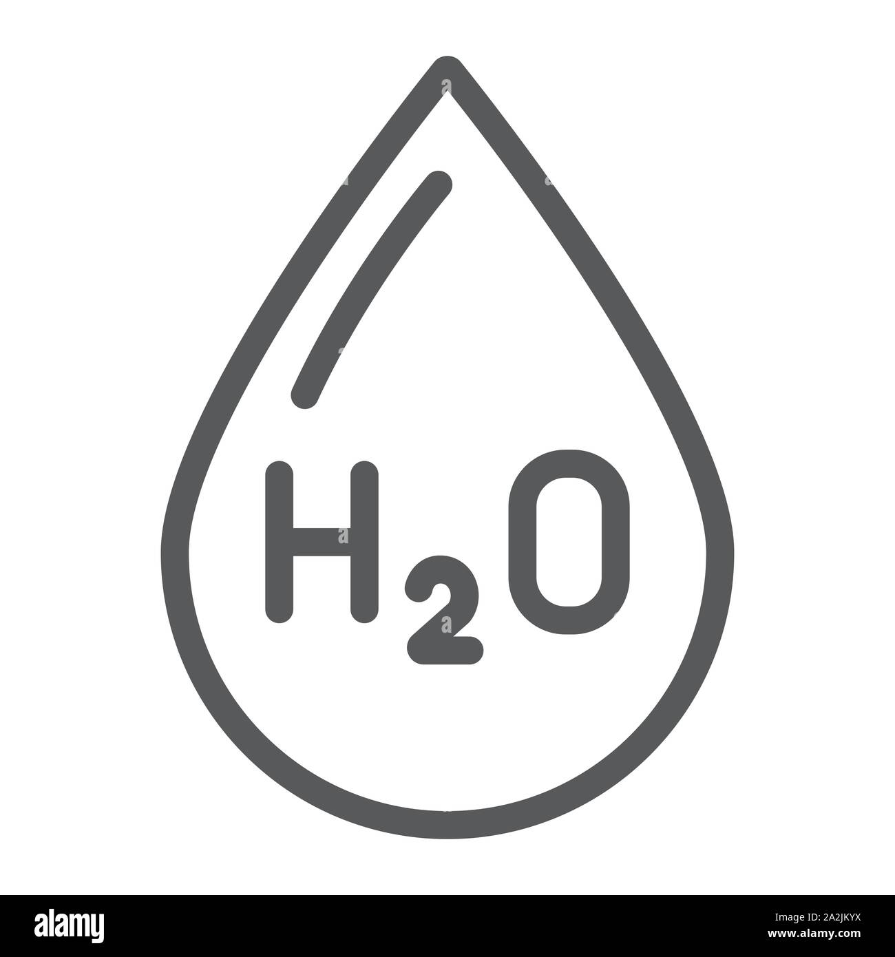 Water formula line icon, chemical and water, h2o drop sign, vector graphics, a linear pattern on a white background. Stock Vector
