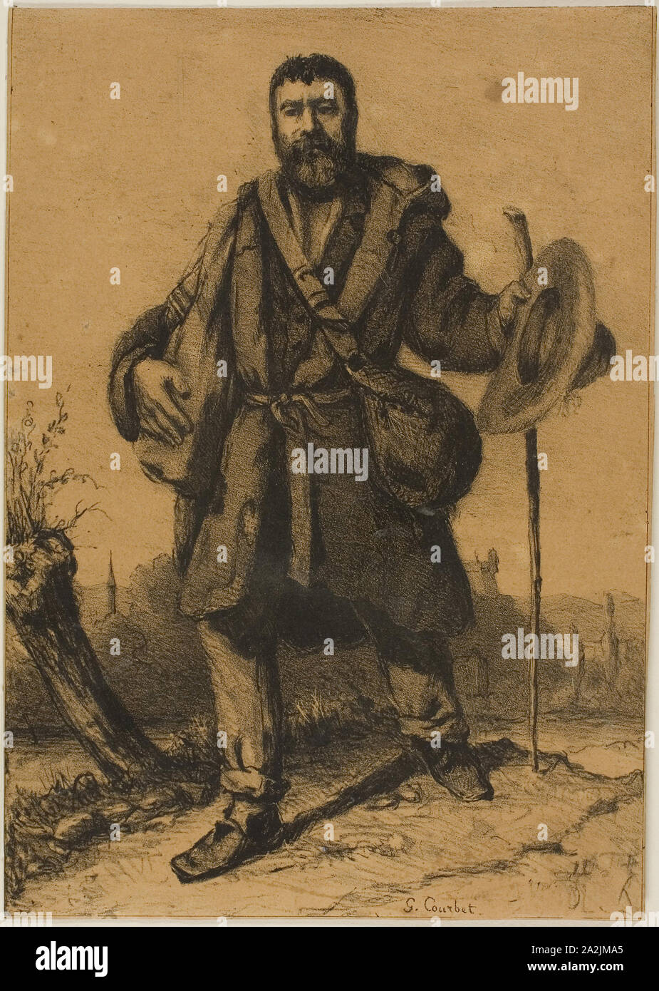 The Apostle Jean Journet, n.d., Gustave Courbet, French, 1819-1877, France, Lithograph in black on tan wove paper, 244 × 171 mm Stock Photo