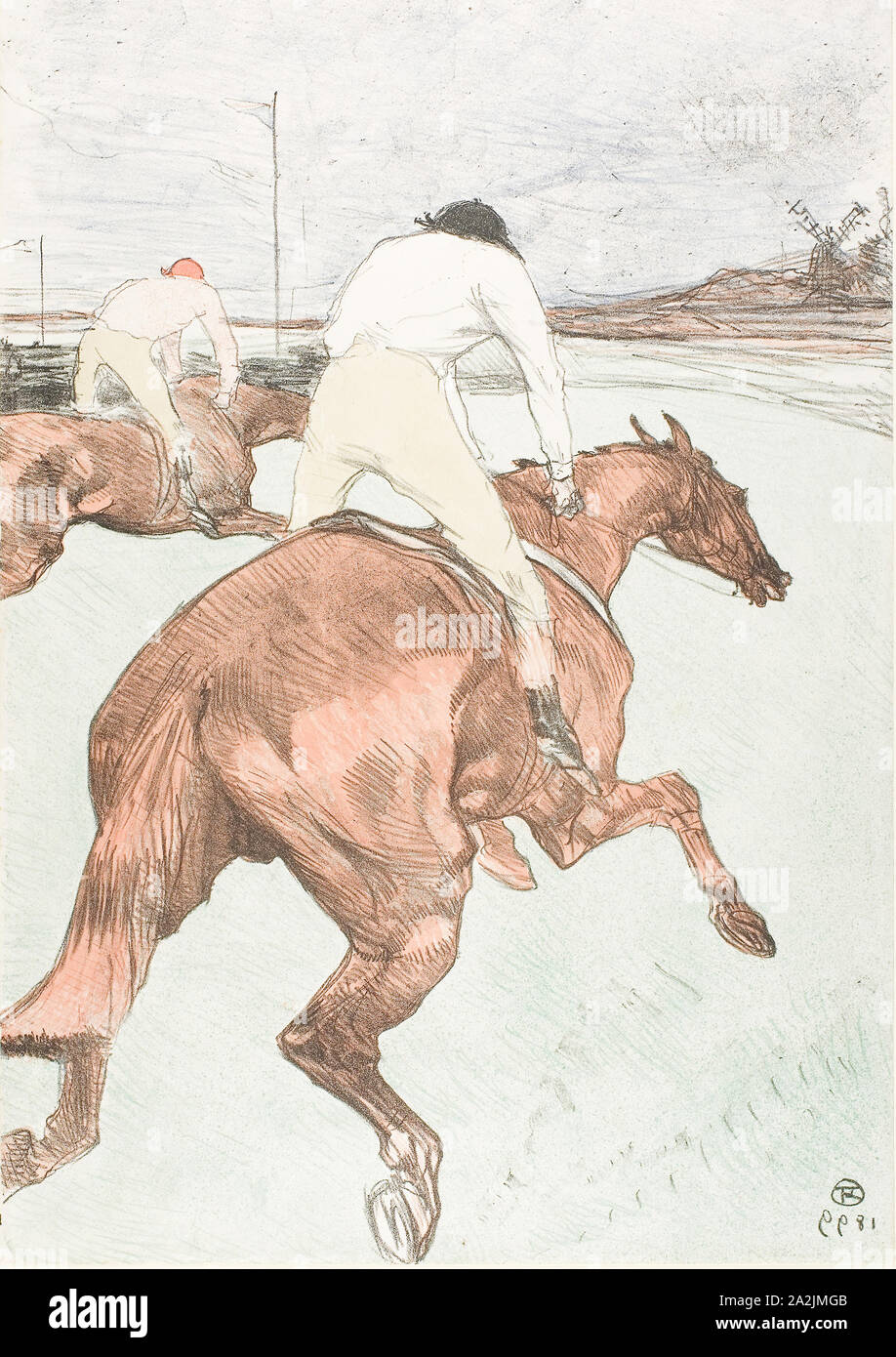 The Jockey, 1899, Henri de Toulouse-Lautrec, French, 1864-1901, France, Color lithograph on ivory laid paper, 518 × 363 mm Stock Photo