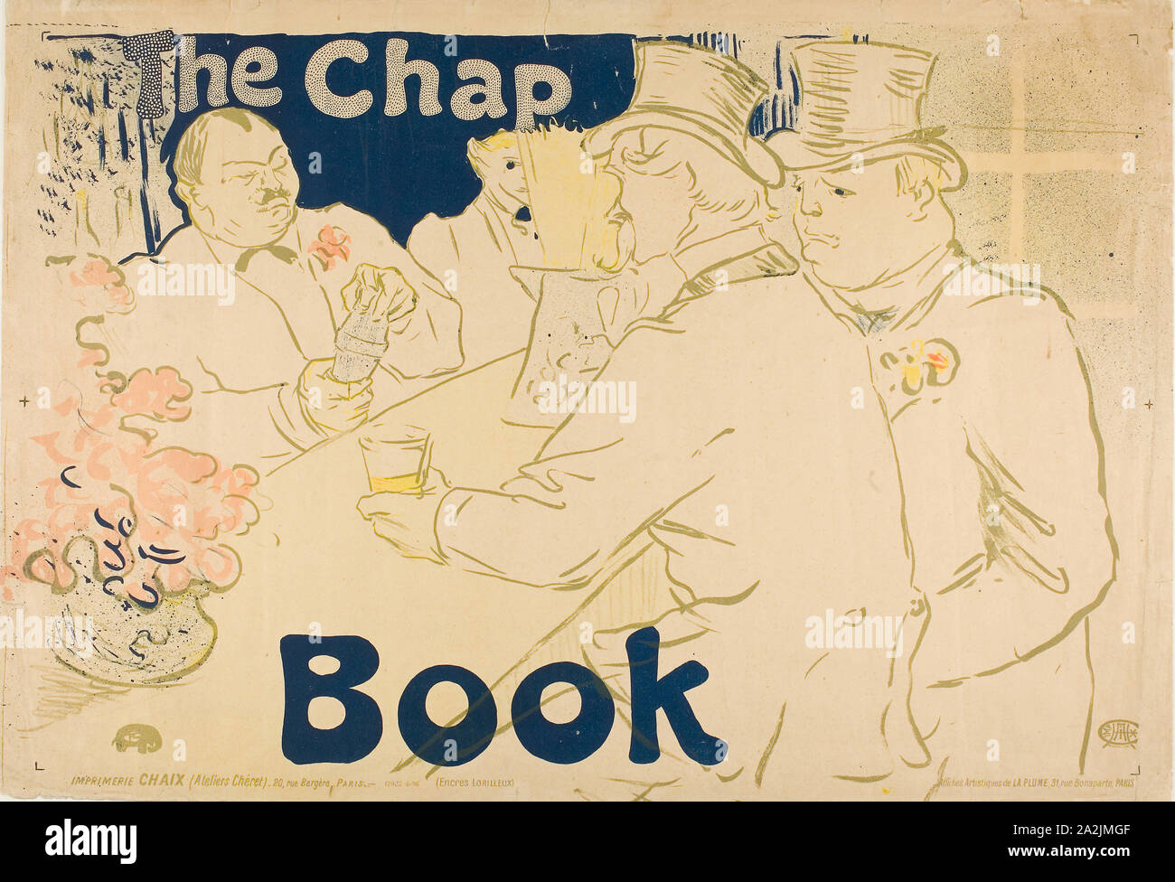 Irish and American Bar, Rue Royale—The Chap Book, 1895, Henri de Toulouse-Lautrec, French, 1864-1901, France, Color lithograph on tan wove paper, 401 × 601 mm (image), 414 × 601 mm (sheet Stock Photo