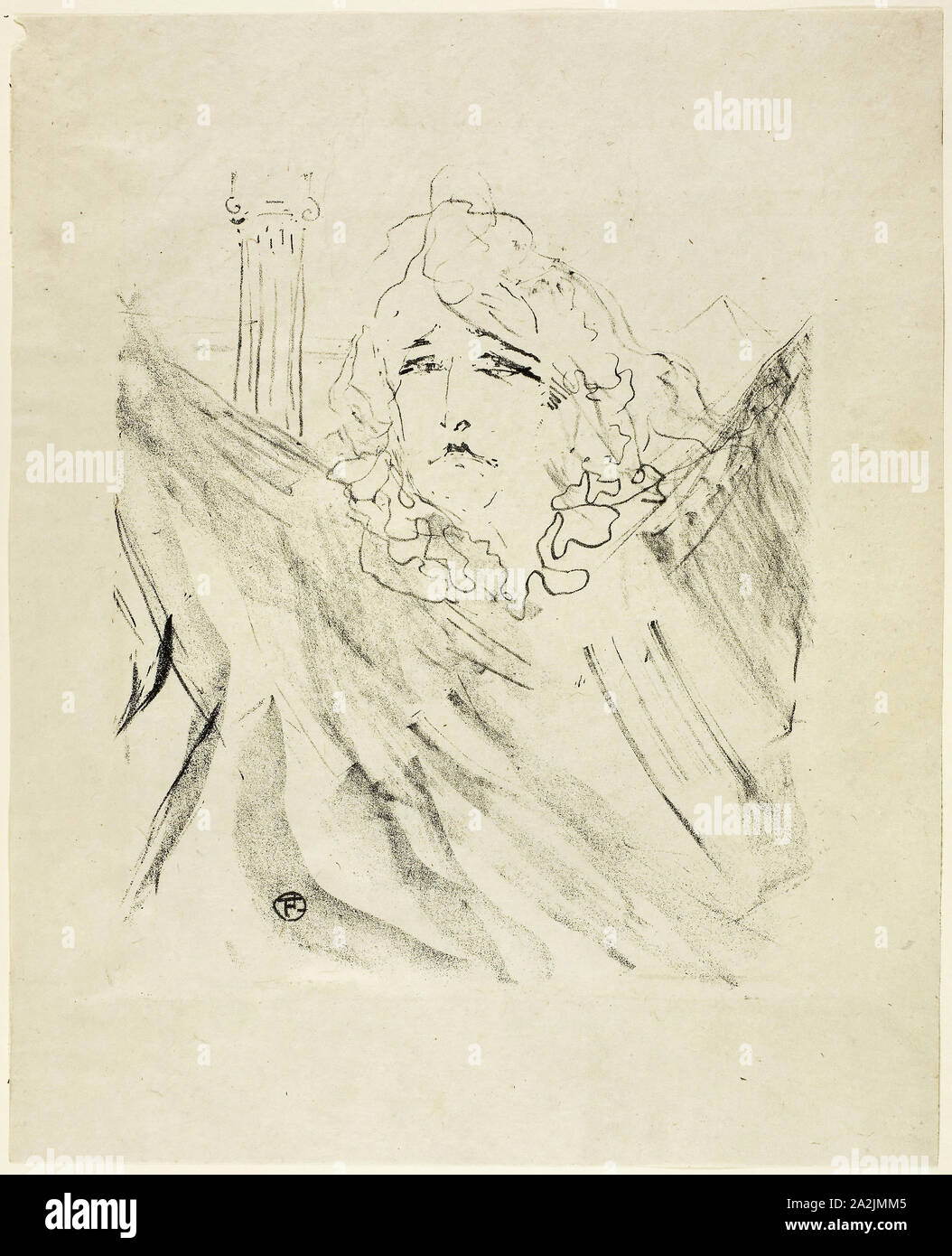 Sarah Bernhardt, from Treize Lithographies, 1898, published before 1906, Henri de Toulouse-Lautrec, French, 1864-1901, France, Lithograph on ivory laid paper, 282 × 238 mm (image), 391 × 316 mm (sheet Stock Photo