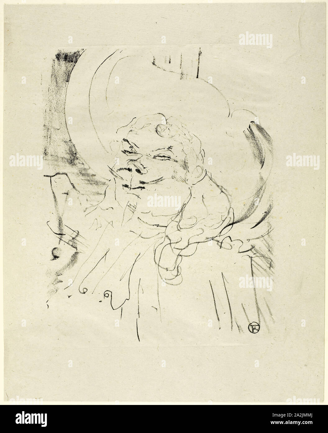 Coquelin the Elder, from Treize Lithographies, 1898, published before 1906, Henri de Toulouse-Lautrec, French, 1864-1901, France, Lithograph on ivory laid paper, 287 × 229 mm (image), 391 × 316 mm (sheet Stock Photo
