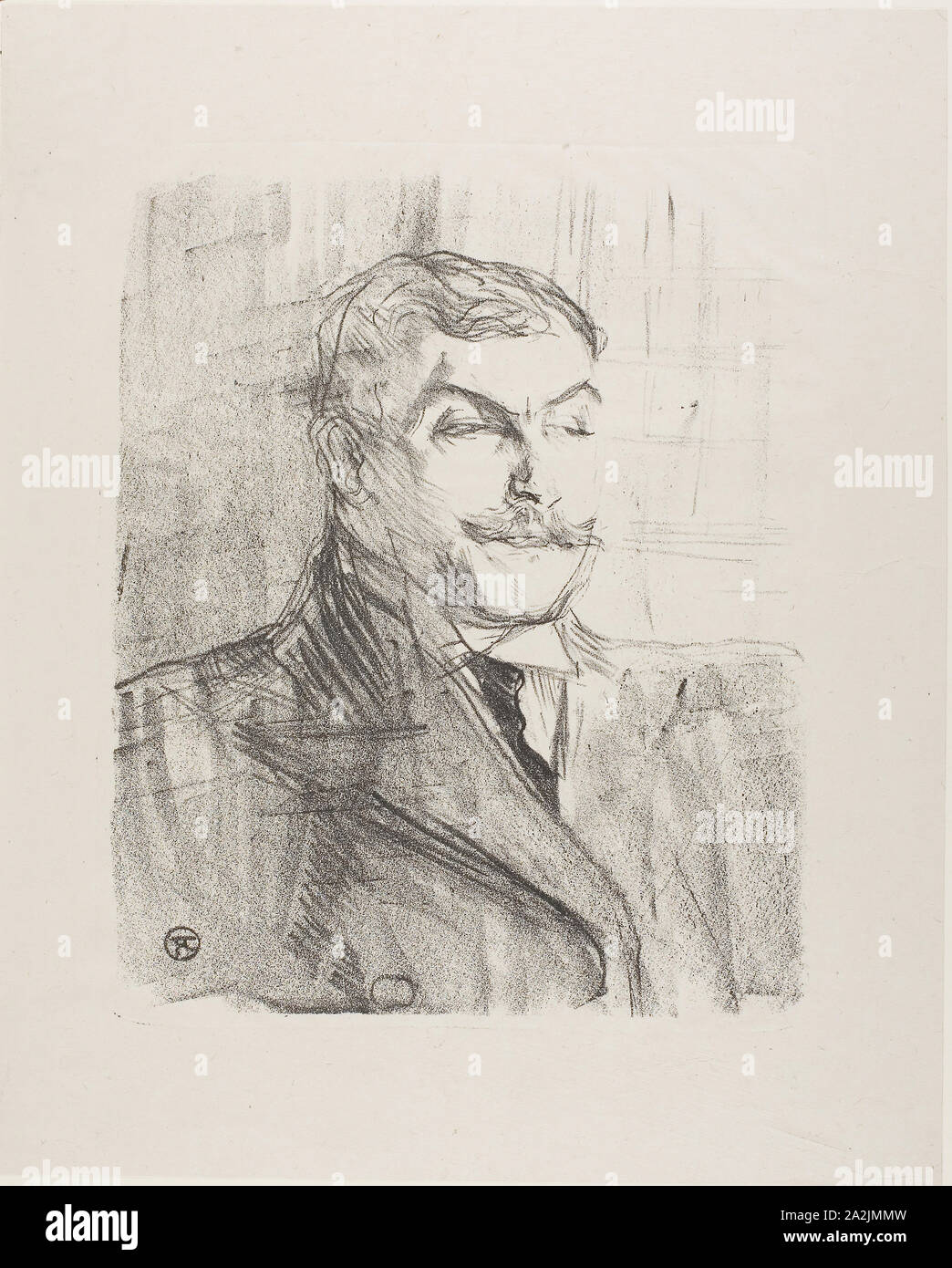 Lucien Guitry, from Treize Lithographies, 1898, published before 1906, Henri de Toulouse-Lautrec, French, 1864-1901, France, Lithograph on ivory laid paper, 280 × 233 mm (image), 391 × 316 mm (sheet Stock Photo