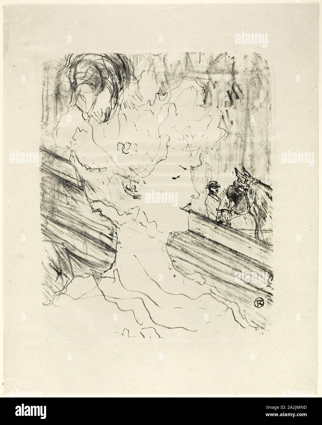 Emilienne d’Alençon, from Treize Lithographies, 1898, published before 1906, Henri de Toulouse-Lautrec, French, 1864-1901, France, Lithograph on ivory laid paper, 285 × 234 mm (image), 391 × 316 mm (sheet Stock Photo