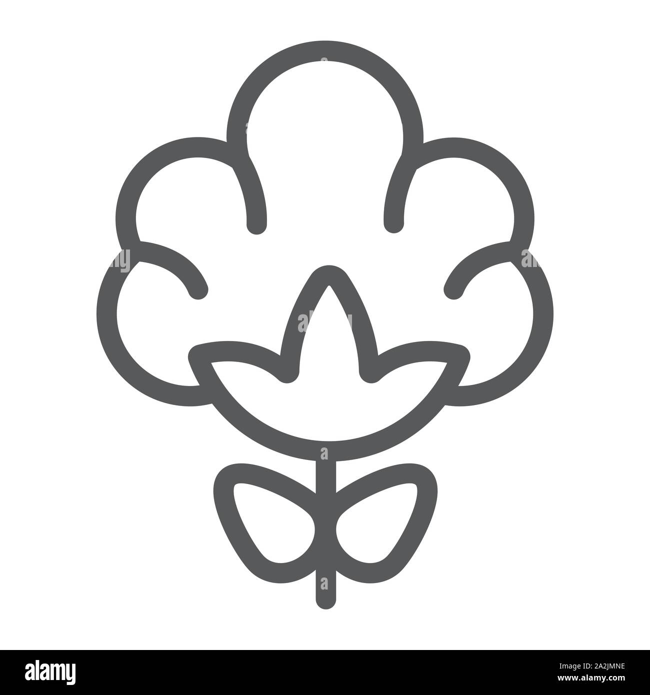 Cotton line icon, natural and plant, textile material sign, vector ...