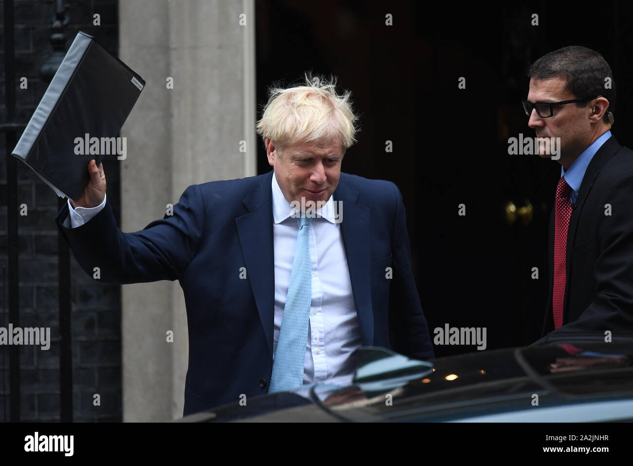 Prime Minister Boris Johnson leaves 10 Downing Street, London. PA Photo. Picture date: Thursday October 3, 2019. See PA story POLITICS Brexit. Photo credit should read: Victoria Jones/PA Wire Stock Photo
