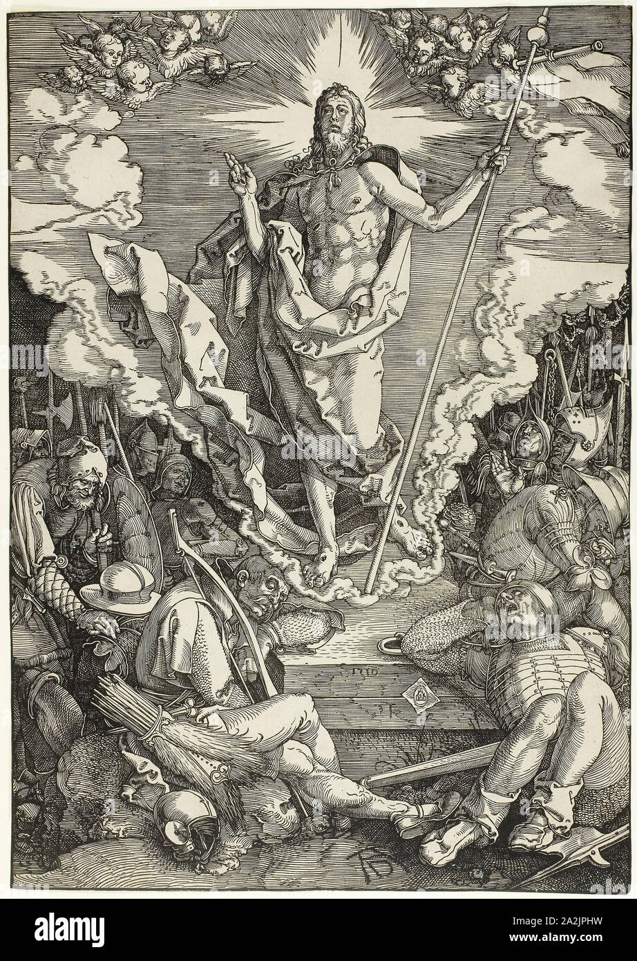 The Resurrection, from The Large Passion, 1510, published 1511, Albrecht Dürer, German, 1471-1528, Germany, Woodcut in black on ivory laid paper, 401 x 282 mm Stock Photo