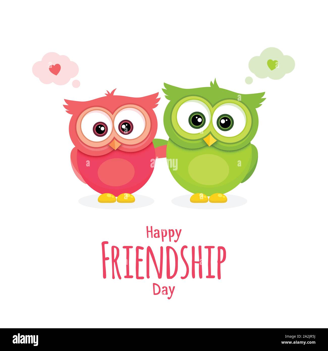 Happy Friendship day, holiday of the best friends. Two funny owls ...