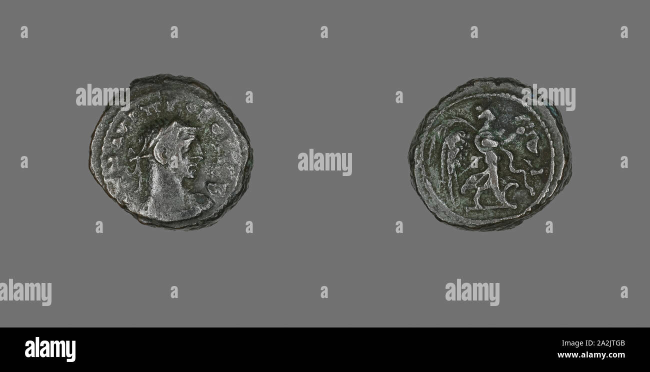 Tetradrachm (Coin) Portraying Emperor Probus, AD 279/280, Roman, Alexandria, Billon, Diam. 2 cm, 8.76 g Stock Photo