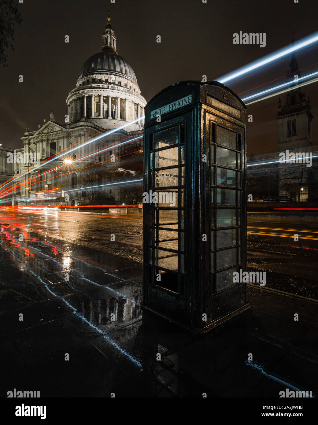 Light trails around the famous and iconic St. Paul's Cathedral in ...