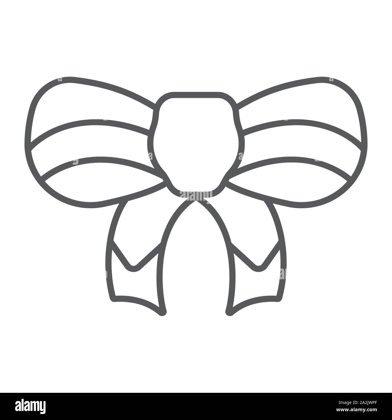 Present bow thin line icon. Festive bow vector illustration isolated on  white. Ribbon gift knot outline style design, designed for web and app. Eps  10., Stock vector