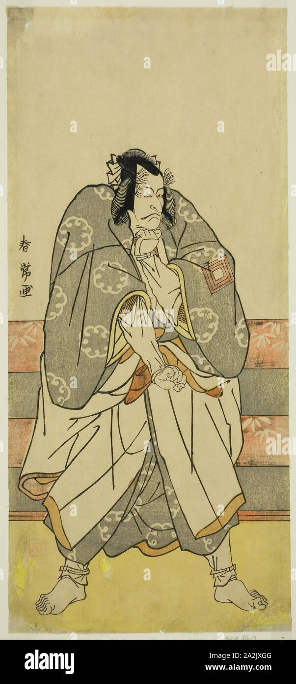 The Actor Ichikawa Danjuro V as Akushichibyoe Kagekiyo (?), c. 1783/84, Katsukawa Shunjo, Japanese, died 1787, Japan, Color woodblock print, hosoban, left sheet of triptych (?), 30.8 x 13.9 cm (12 1/8 x 5 1/2 in Stock Photo