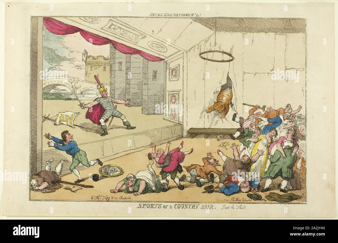 Sports of a Country Fair. Part the Third, 1810, Thomas Rowlandson (English, 1756-1827), published by Thomas Tegg (English, 1776-1845), England, Hand-colored etching on ivory wove paper, 220 × 325 mm (image), 250 × 348 mm (plate): 255 × 392 mm (sheet Stock Photo