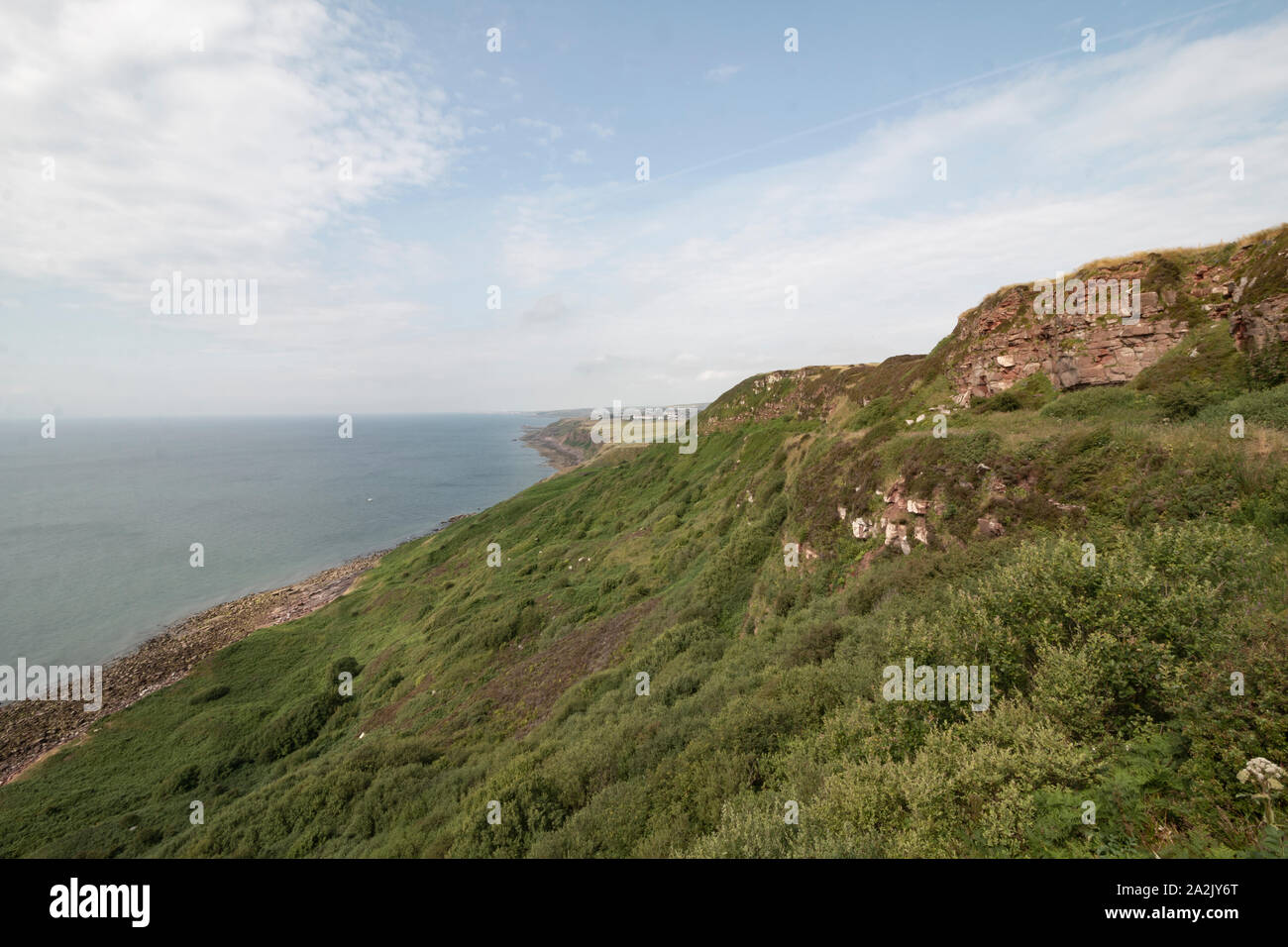 The Cumbrian Coast, South of Whitehaven along St Bees Head looking North. Stock Photo