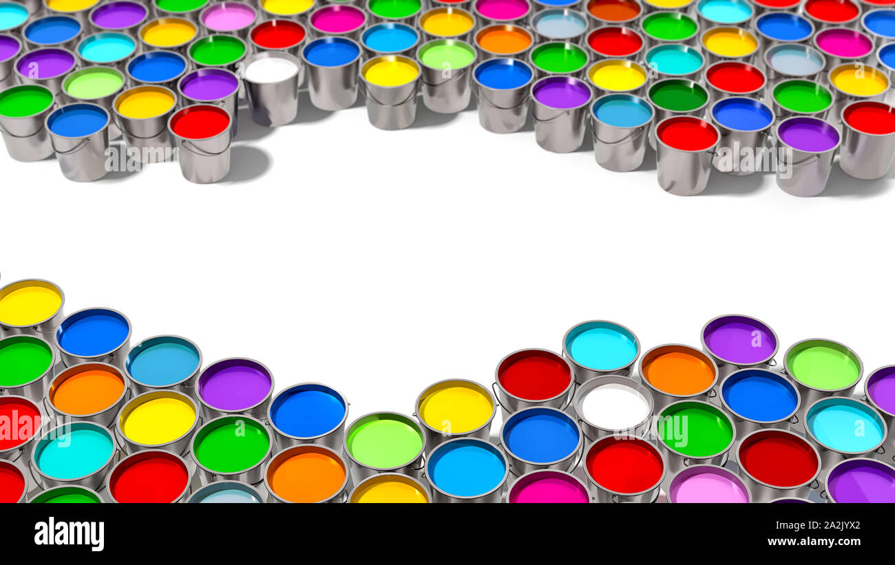 Colorful Paint Buckets - 3D Rendering Stock Photo - Alamy