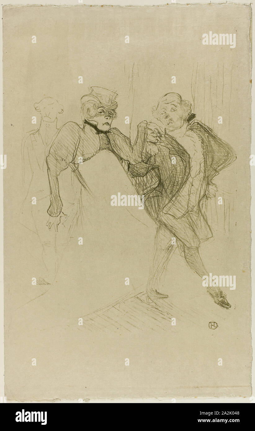 Réjane and Galipaux, in Madame Sans-Gêne, 1893, Henri de Toulouse-Lautrec, French, 1864-1901, France, Color lithograph on cream laid Japanese paper, 320 × 267 mm (image), 468 × 293 mm (sheet Stock Photo