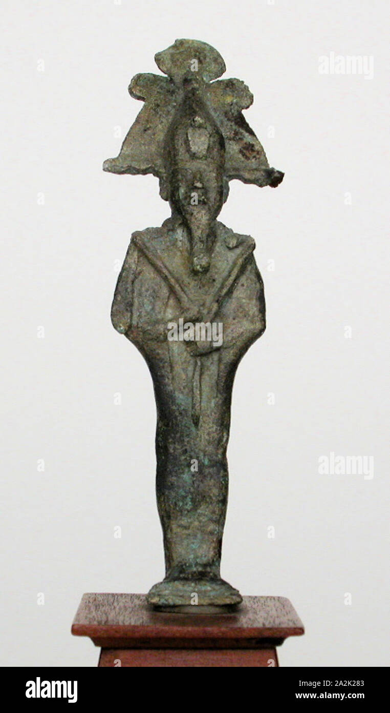 Statuette of the God Osiris, Third Intermediate Period–Late Period, Dynasties 21–31 (about 1069–332 BC), Egyptian, Egypt, Bronze, 16.8 × 5.1 × 5.7 cm (6 5/8 × 2 × 2 1/4 in.) (with base Stock Photo