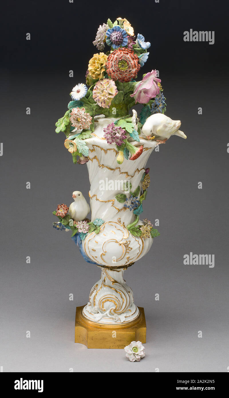 Vase, c. 1750, Meissen Porcelain Manufactory, German, founded 1710, Meissen,  Hard-paste porcelain, polychrome enamels, gilding, and gilt bronze mounts,  H. 50.2 cm (19 3/4 in Stock Photo - Alamy