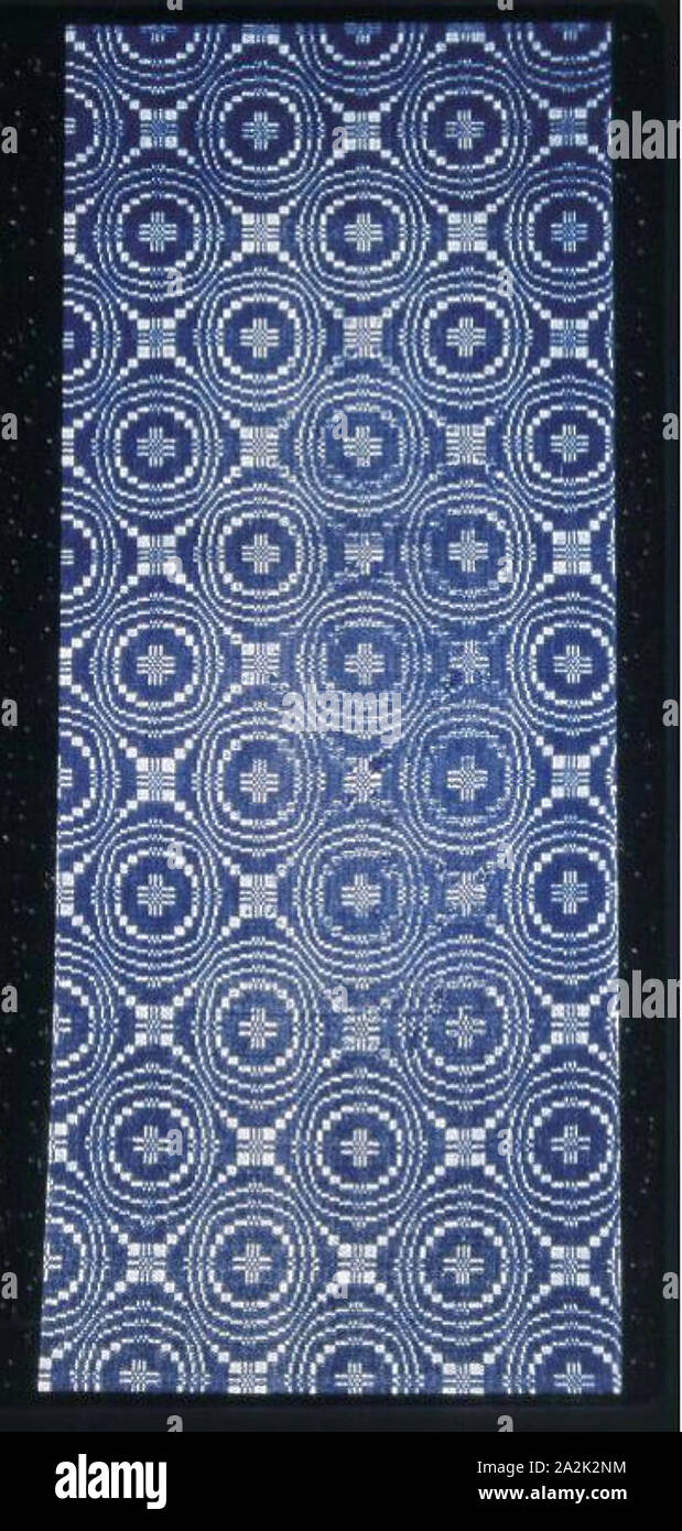 Coverlet, 1820/25, United States, Cotton and wool, plain weave with supplementary patterning wefts, 235.2 x 102.1 cm (92 5/8 x 40 1/4 in Stock Photo