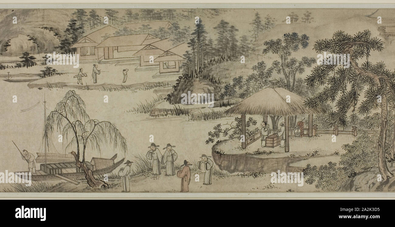 Parting at the Eastern Capital, Ming dynasty (1369–1644), 15th century, Yao Shou, Chinese, 1423-1495, China, Handscroll, ink and color on paper Stock Photo