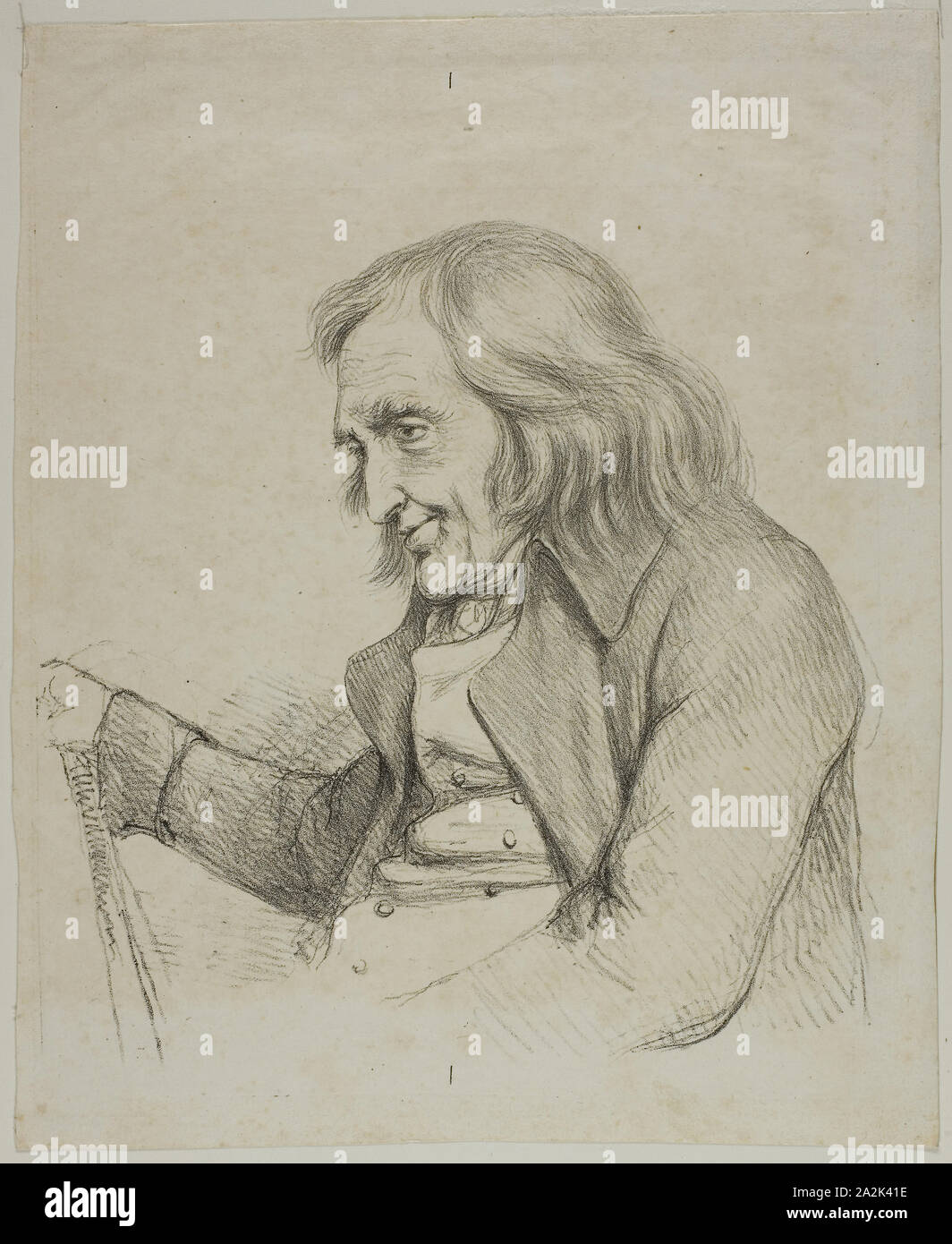 Portrait of an Old Man, 1816, Dominique-Vivant Denon, French, 1747-1825, France, Lithograph in black on ivory laid paper, 183 × 183 mm (image), 223 × 184 mm (stone), 244 × 201 mm (sheet Stock Photo