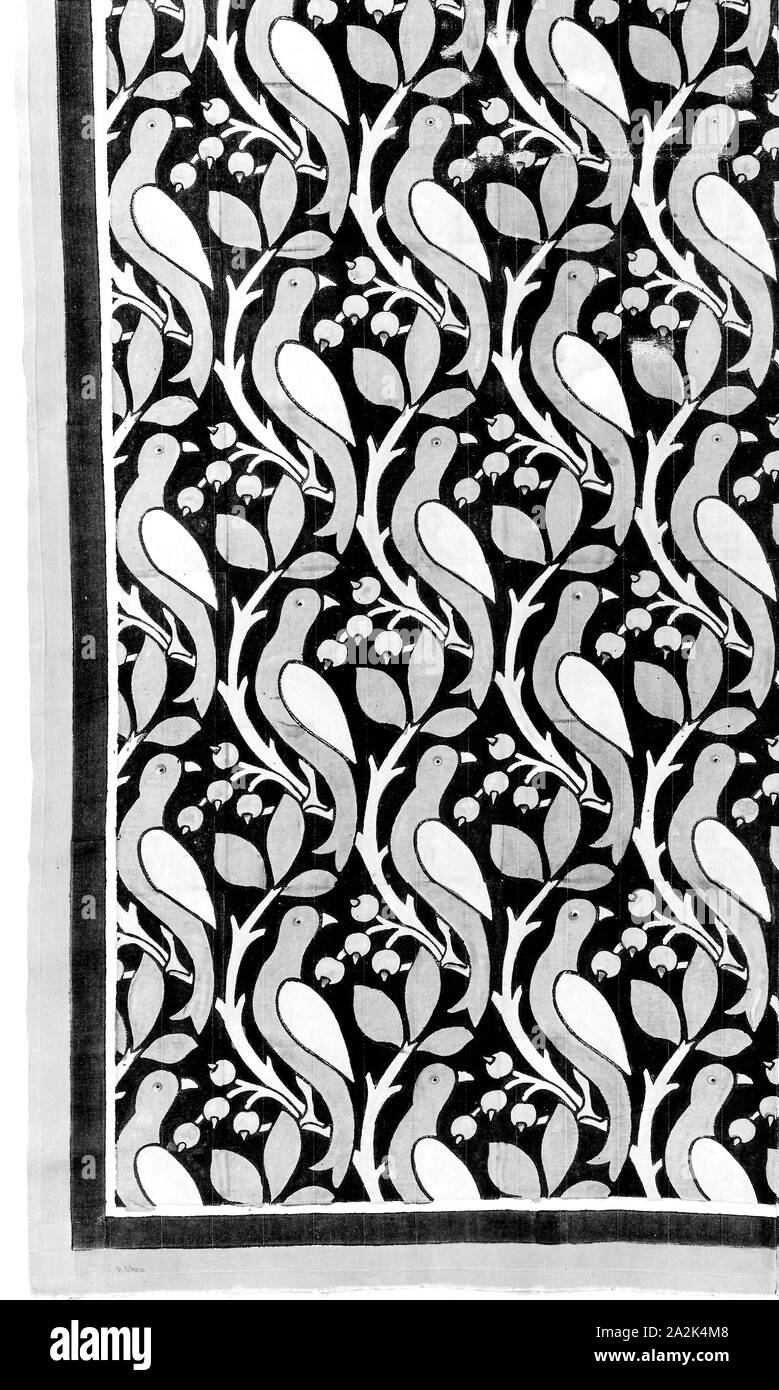 Panel, c. 1880/90, England, Linen, plain weave, block printed, 292.1 × 167.1 cm (115 × 66 in Stock Photo