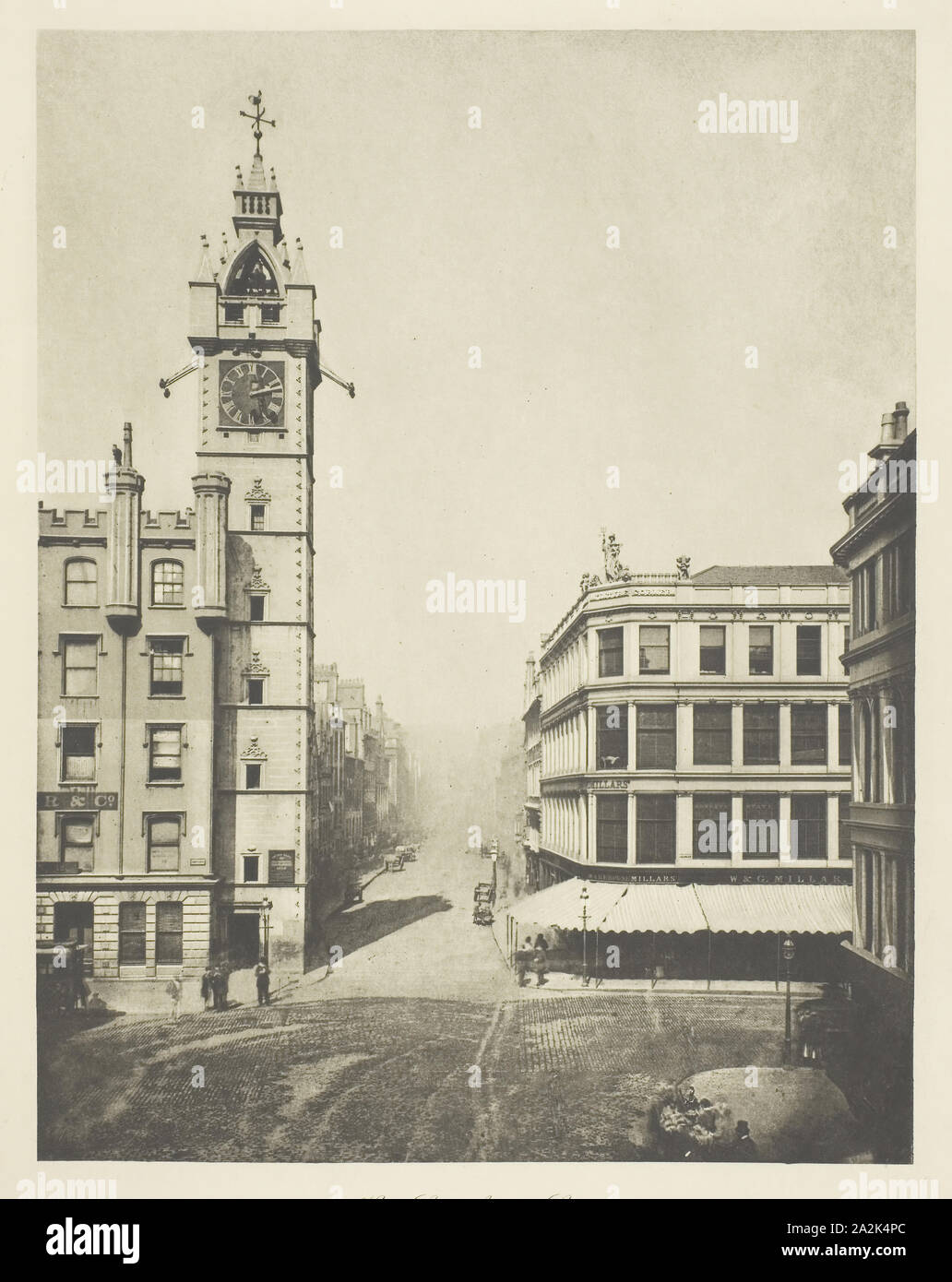 High Street from the Cross, 1868, Thomas Annan, Scottish, 1829–1887, Scotland, Photogravure, plate 1 from the book 'The Old Closes & Streets of Glasgow' (1900), 23.2 x 18 cm (image), 38.1 x 27.3 cm (paper Stock Photo