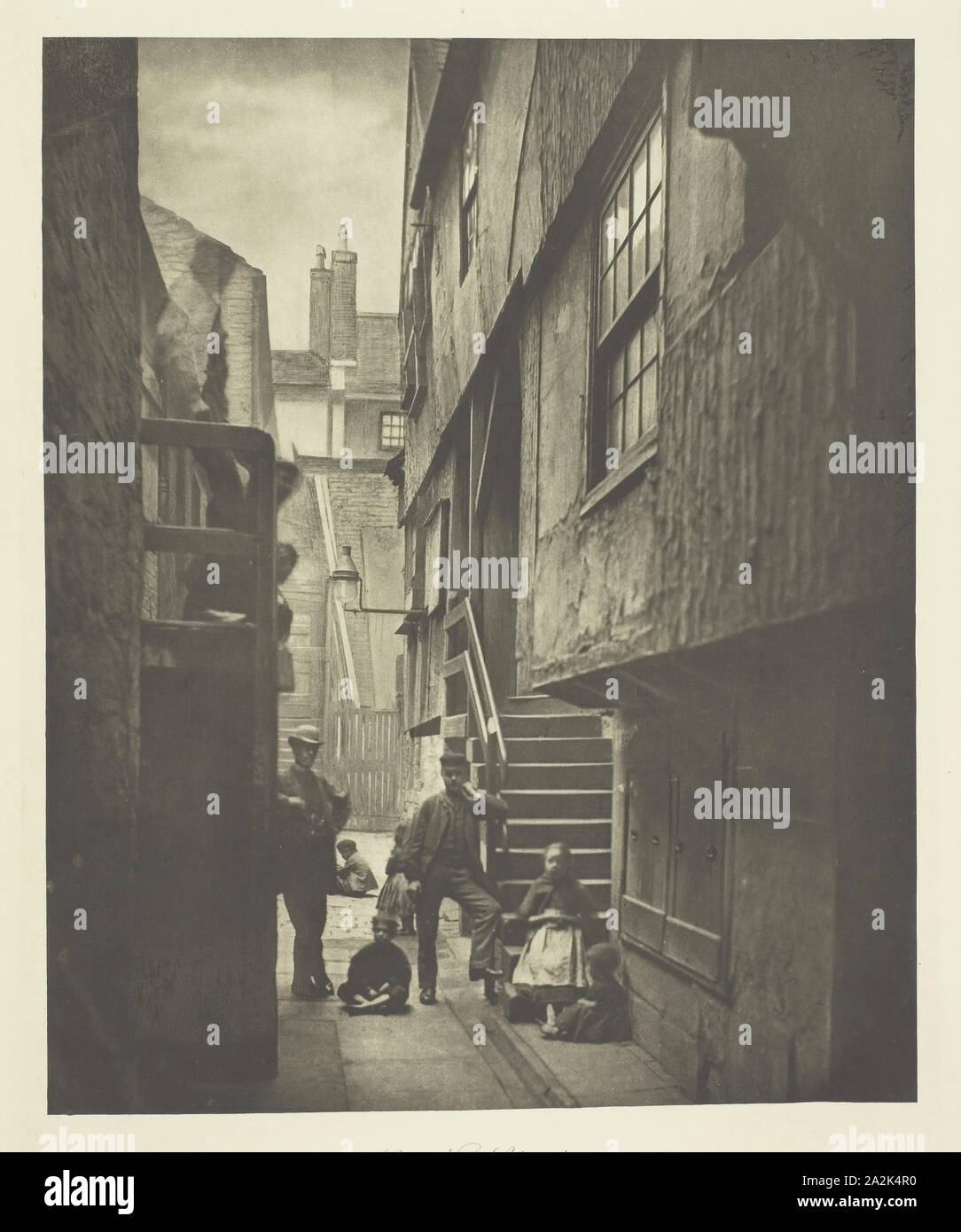 Close No. 28 Saltmarket, 1868, Thomas Annan, Scottish, 1829–1887, Scotland, Photogravure, plate 25 from the book 'The Old Closes & Streets of Glasgow' (1900), 22.6 x 18.3 cm (image), 38 x 27.4 cm (paper Stock Photo