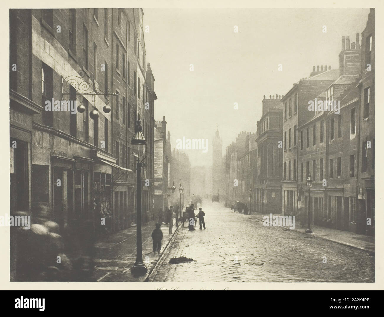 High Street from College Open, 1868, Thomas Annan, Scottish, 1829–1887, Scotland, Photogravure, plate 4 from the book 'The Old Closes & Streets of Glasgow' (1900), 17.7 x 23.7 cm (image), 27.3 x 37.9 cm (paper Stock Photo