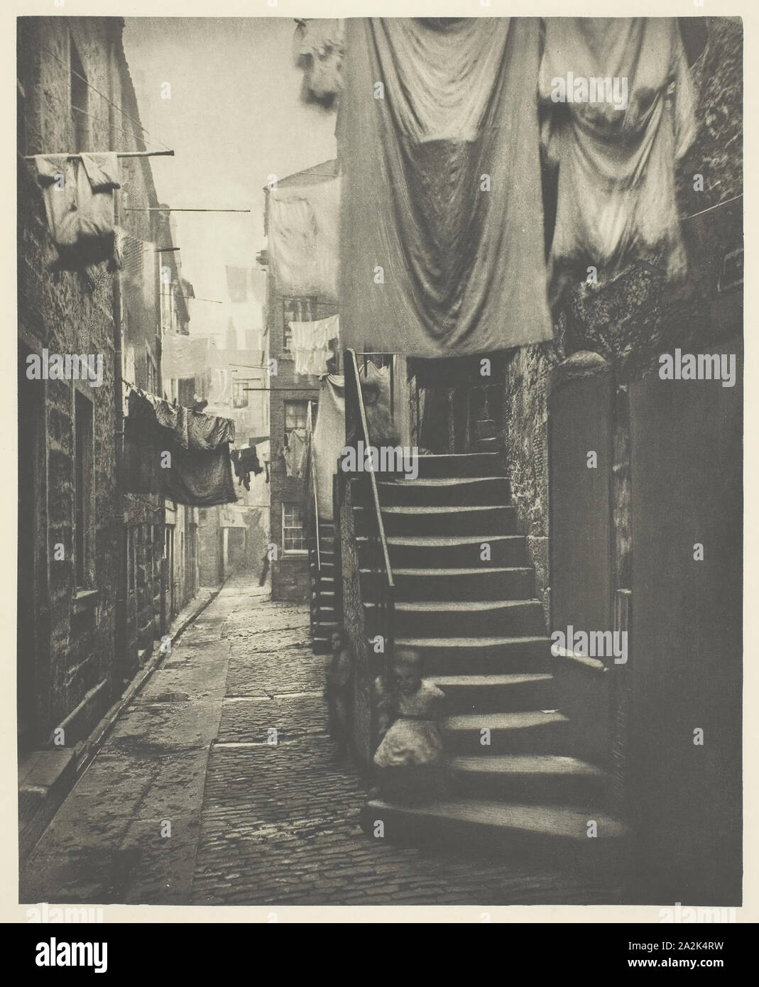 Close No. 193 High Street, 1868, Thomas Annan, Scottish, 1829–1887, Scotland, Photogravure, plate 9 from the book 'The Old Closes & Streets of Glasgow' (1900), 22.2 x 18.1 cm (image), 38.3 x 27.2 cm (paper Stock Photo