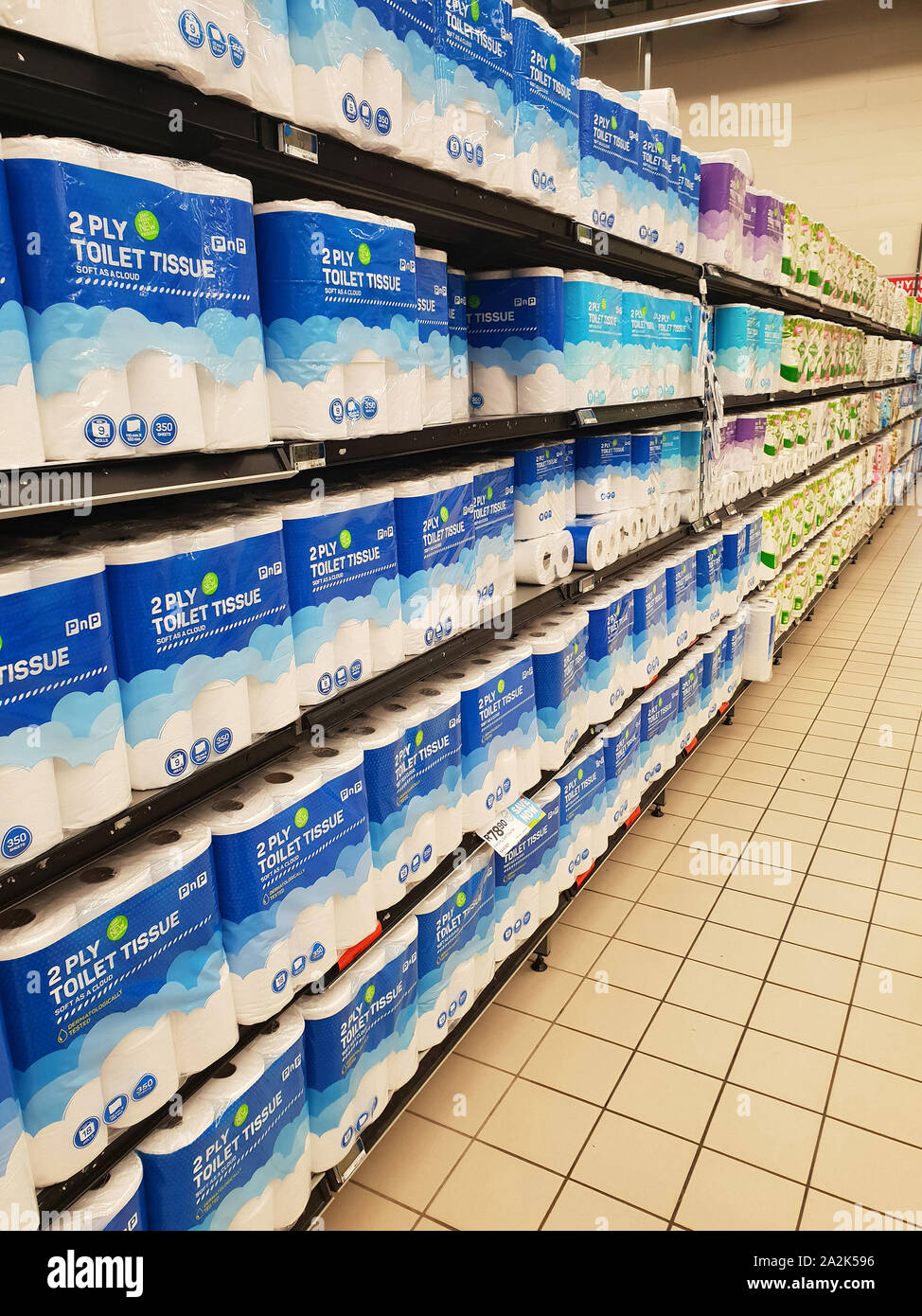 Toilet paper aisle in a Pick n Pay supermarket, South Africa Stock Photo