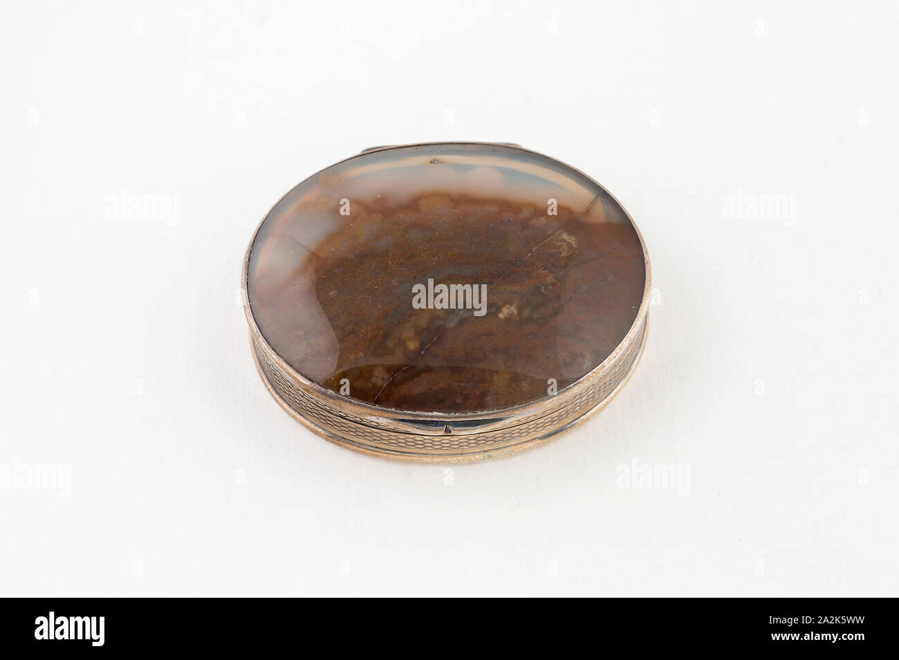 Vinaigrette, 1841/42, Marked CP WS, London, England, London, Silver, silver gilt, and agate, 3.5 x 4.1 cm (1 3/8 x 1 5/8 in Stock Photo
