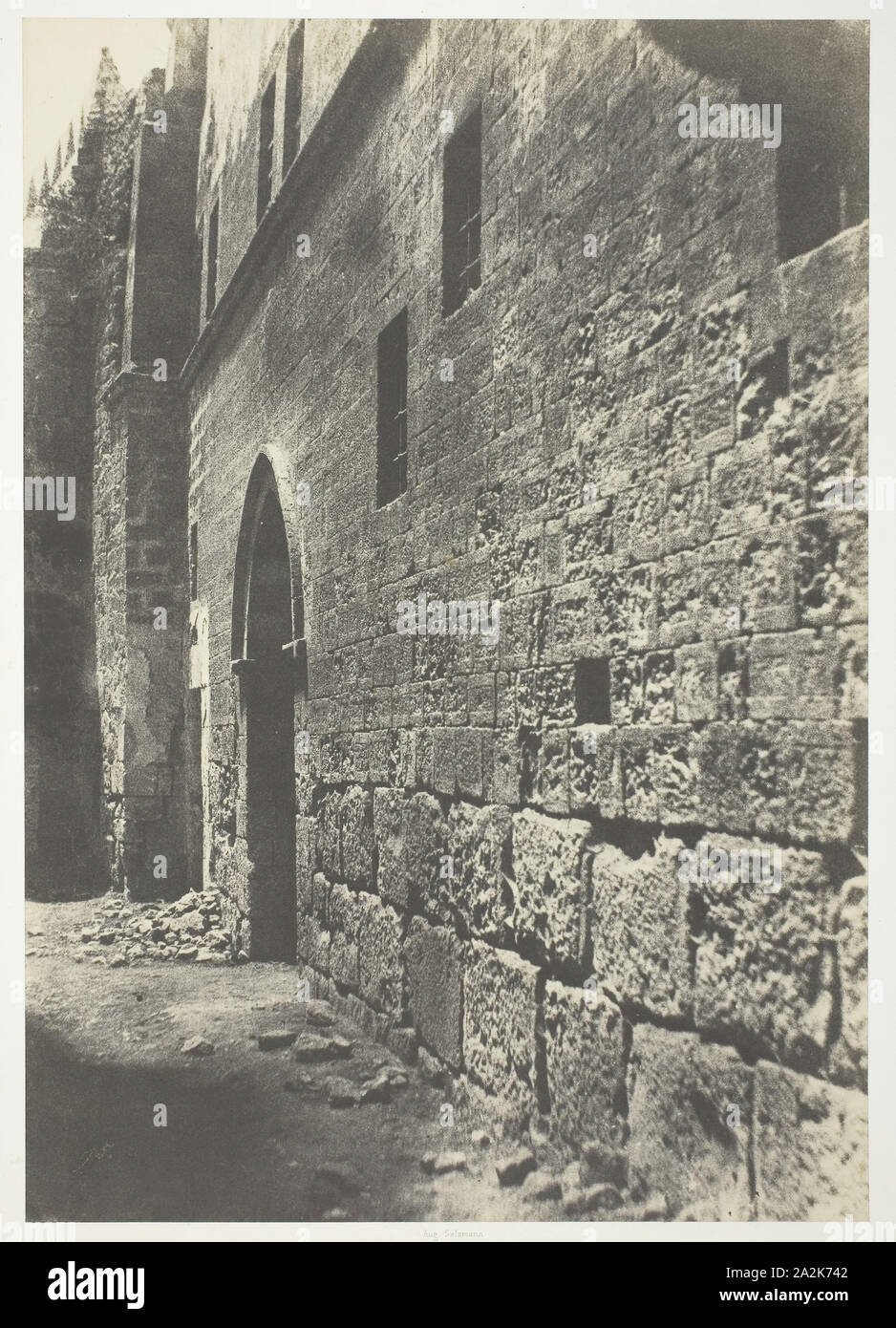Jérusalem, Auberge d’Allemagne, 1854, Auguste Salzmann, French, 1824–1872, France, Salted paper print, 33.4 × 23.5 cm (image), 60.3 × 43.8 cm (paper Stock Photo