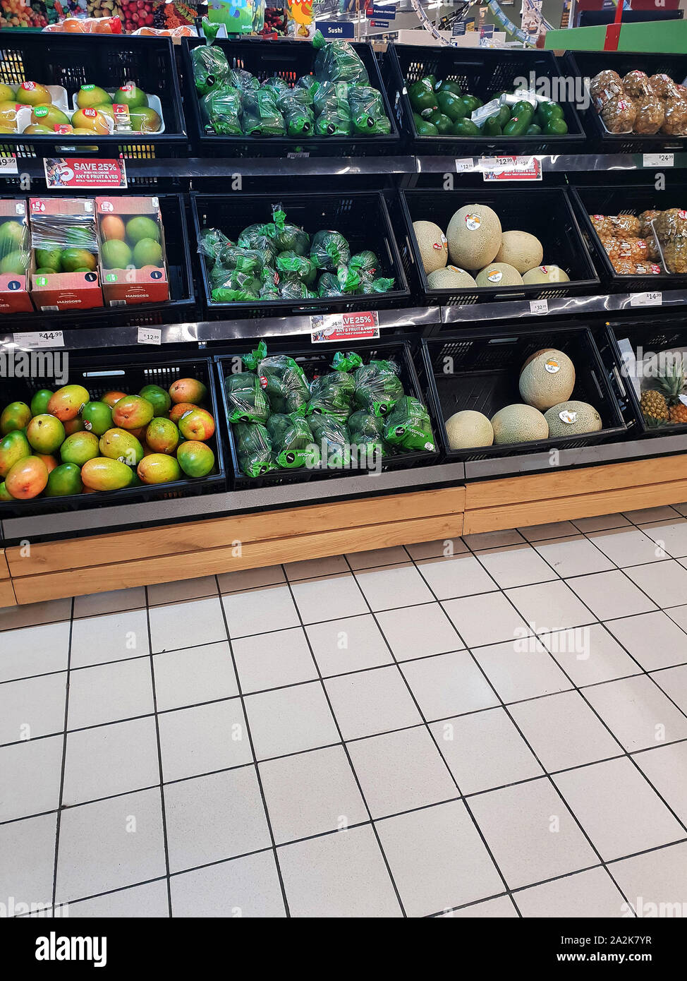 Fruit and vegetable aisle in a Pick n Pay supermarket, South Africa