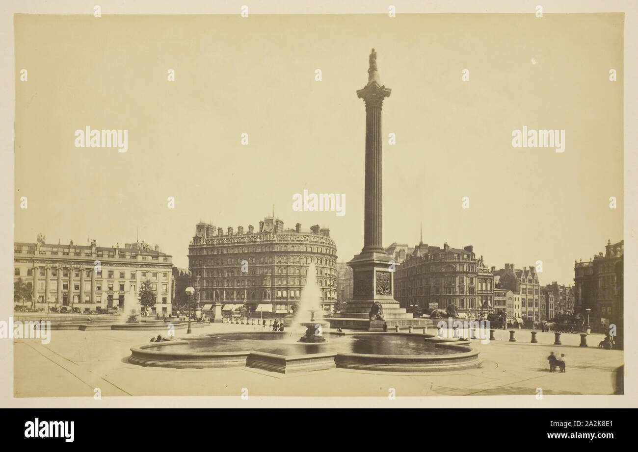Trafalgar Square, 1850–1900, probably English, 19th century, England, Albumen print, from the album 'Views of London Stock Photo