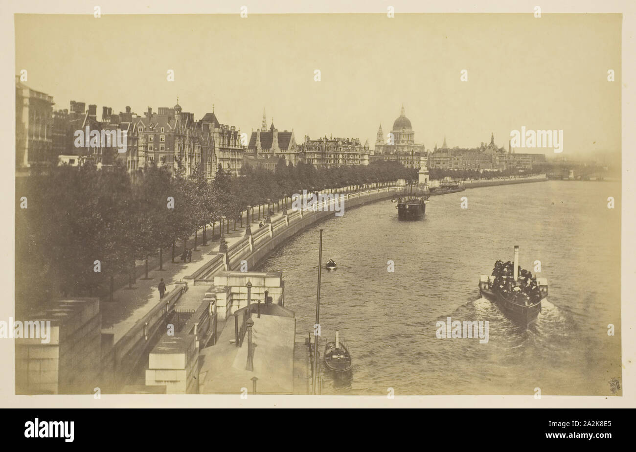Thames Embankment, 1850–1900, probably English, 19th century, England, Albumen print, from the album 'Views of London Stock Photo