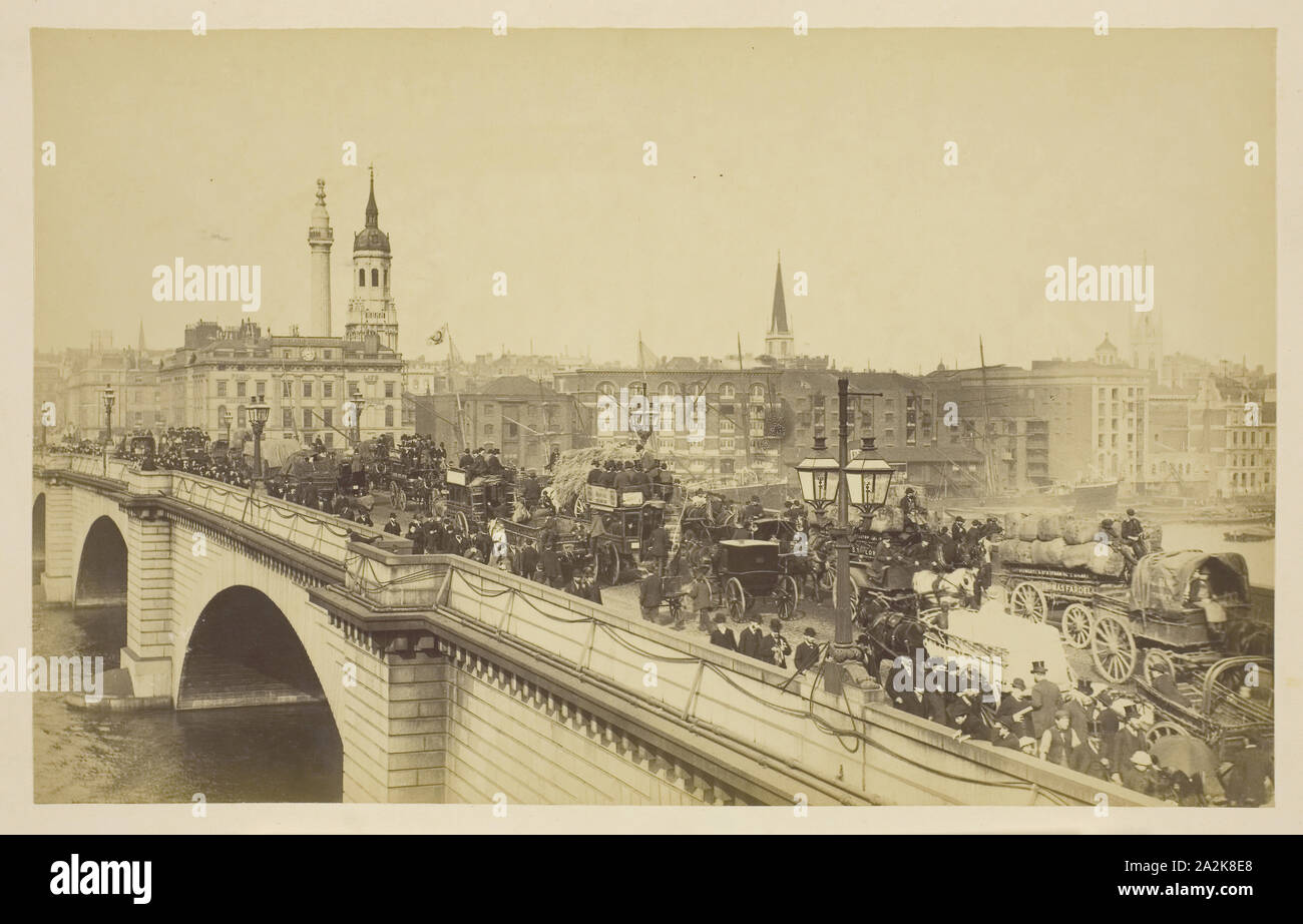 London Bridge, 1850–1900, probably English, 19th century, England, Albumen print, from the album 'Views of London Stock Photo