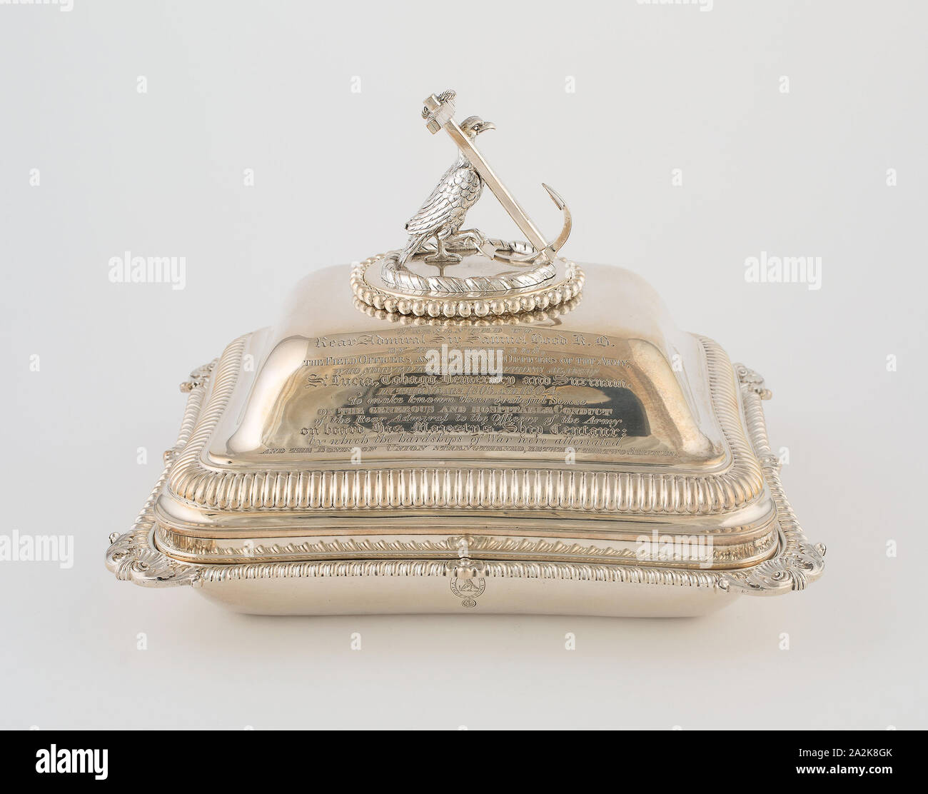 Entree Dish with Cover from the Hood Service, 1806/07, Paul Storr, English, 1771-1844, London, England, London, Sterling silver, 22.2 x 28.6 x 24.3 cm (8 3/4 x 11 1/4 x 9 1/2 in Stock Photo