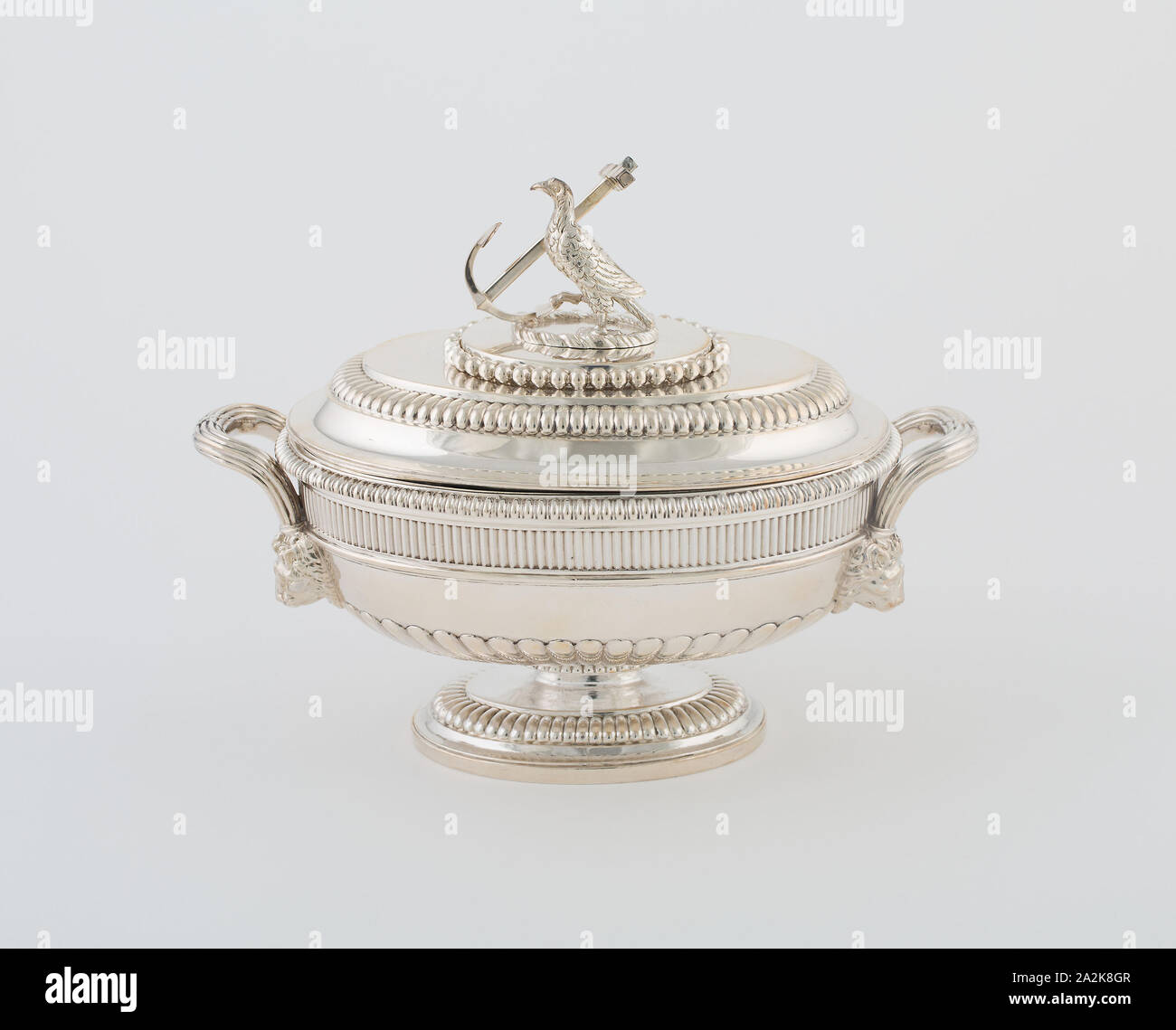 Sauce Tureen and Cover from the Hood Service, 1807/08, Paul Storr, English, 1771-1844, London, England, Sterling silver, 17.8 × 22.9 × 13 cm (7 × 9 × 5 1/8 in Stock Photo