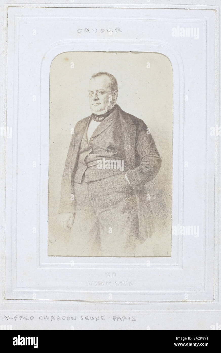 Camillo Benso, Count of Cavour, 1860–69, Alfred Chardon Jeune, French, 1830-1897, Paris, Albumen print, 8.4 × 5.5 cm (image/paper), 10.1 × 6.2 cm (mount Stock Photo