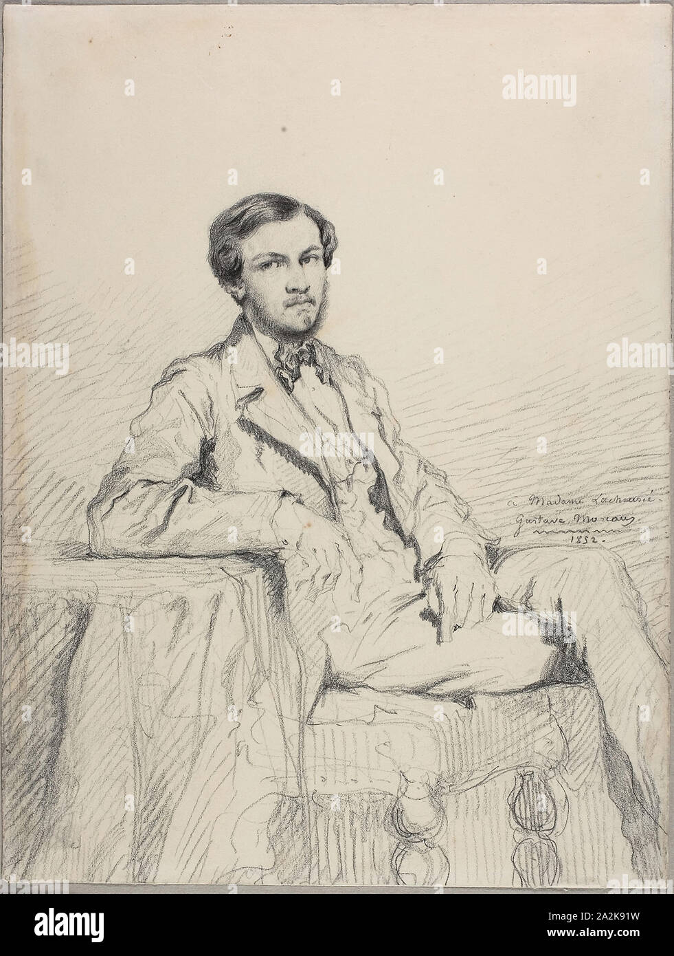 Portrait of Eugène Lacheurié, 1852, Gustave Moreau, French, 1826-1898, France, Graphite on ivory wove paper, 323 × 245 mm Stock Photo