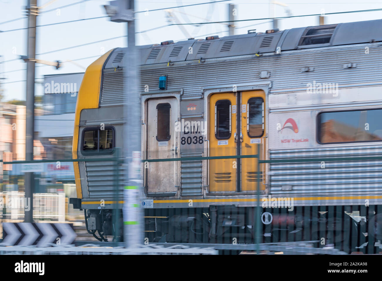 A V Set Intercity train near Parramatta in the city's western suburbs. The model of train was introduced in the 1970's and will soon be replaced. Stock Photo