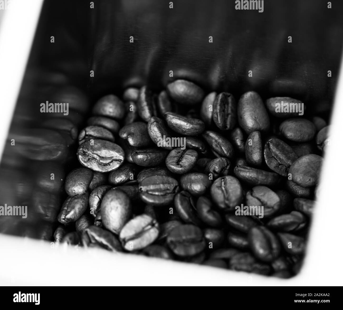 Black and white photo of coffee beans. Stock Photo