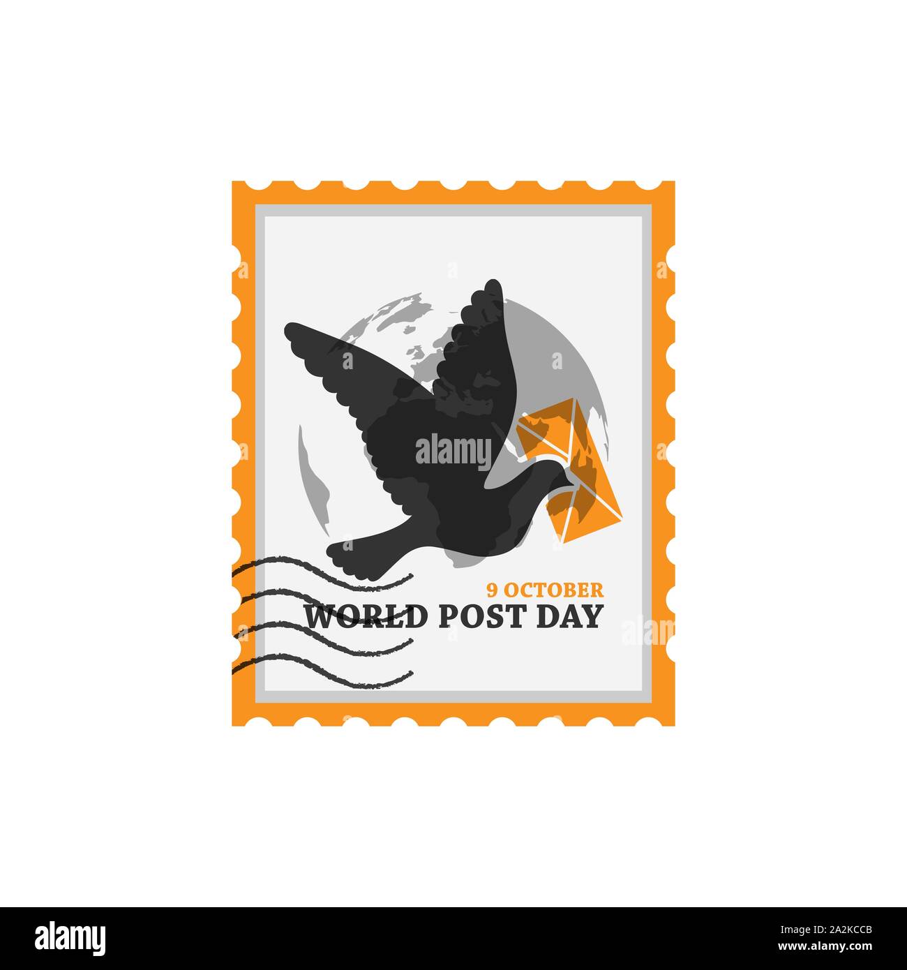 9 october world post day vector design image. world post day with postage image vector Stock Vector
