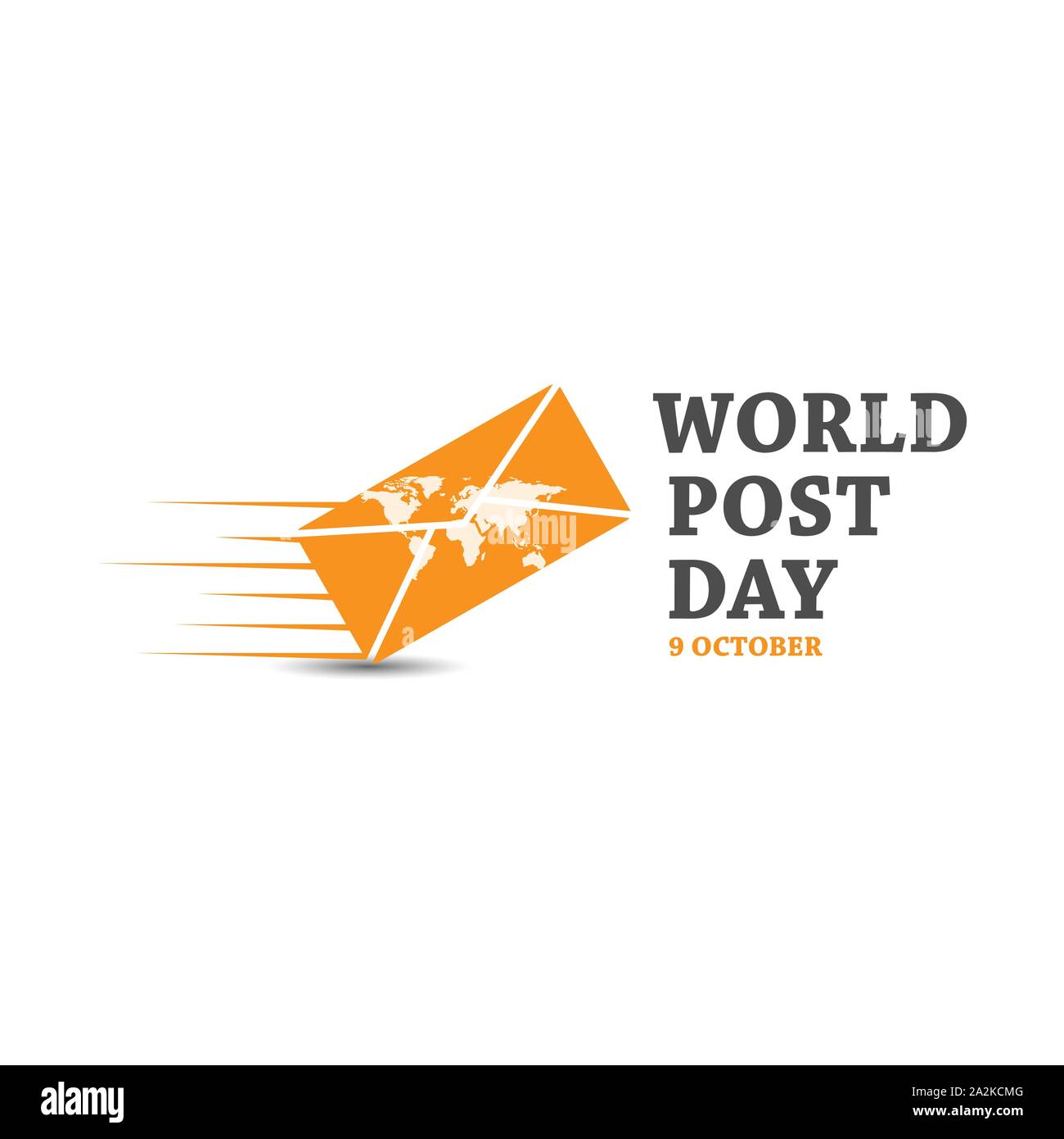 9 october world post day vector design image. world post day with mail and world map image vector Stock Vector