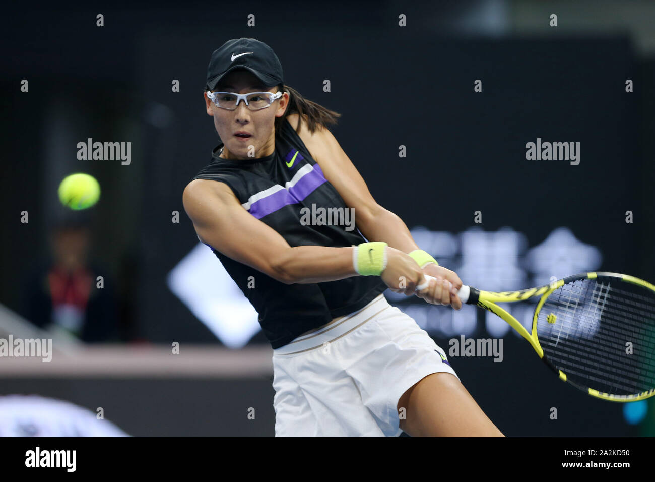 Chinese professional tennis player Zheng Saisai competes against American  professional tennis player Sloane Stephens at the second round of WTA 2019  China Open (Tennis), in Beijing, China, 1 October 2019. Chinese professional