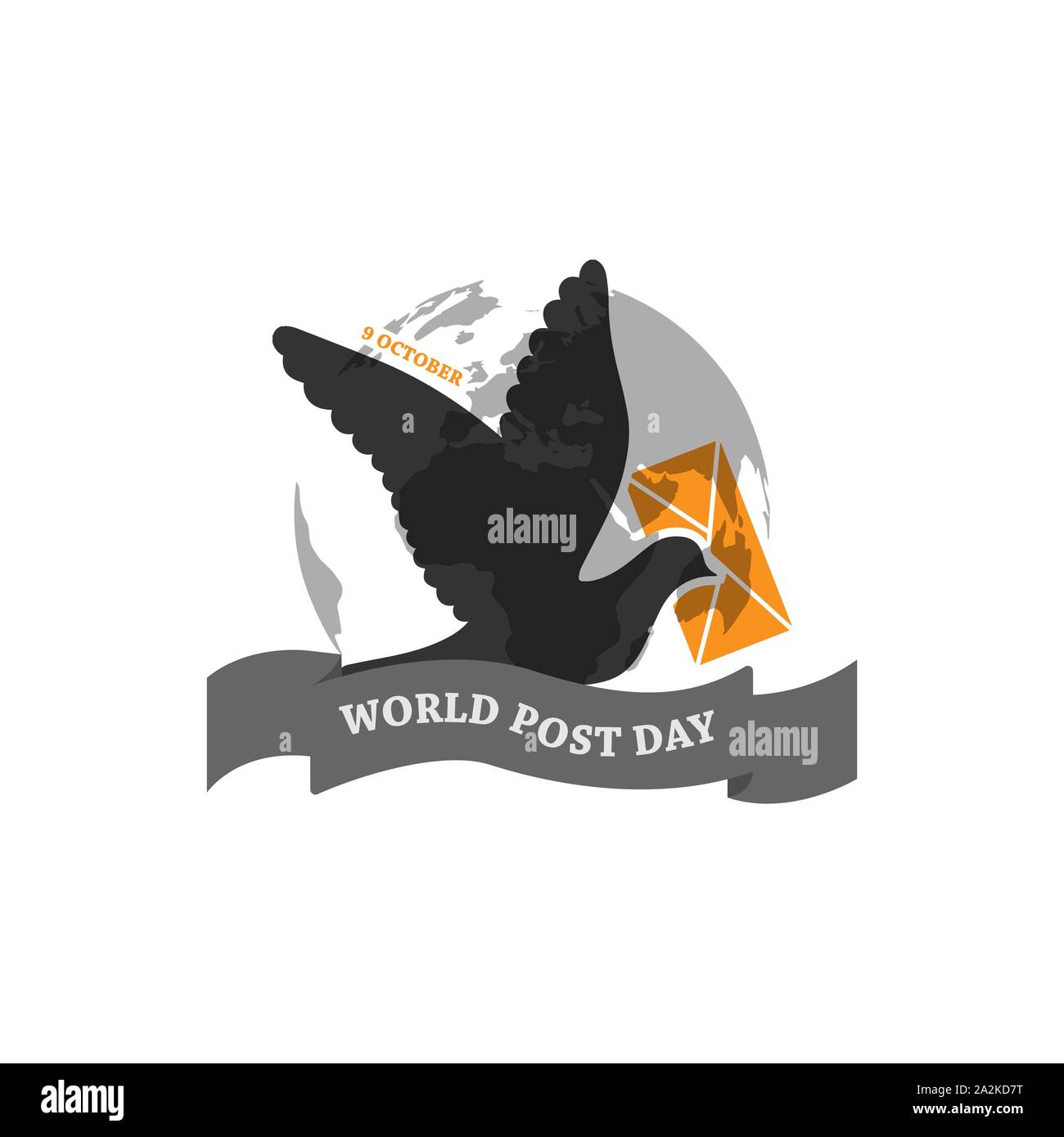 9 october world post day vector design image. world post day with post bird holding mail image vector Stock Vector